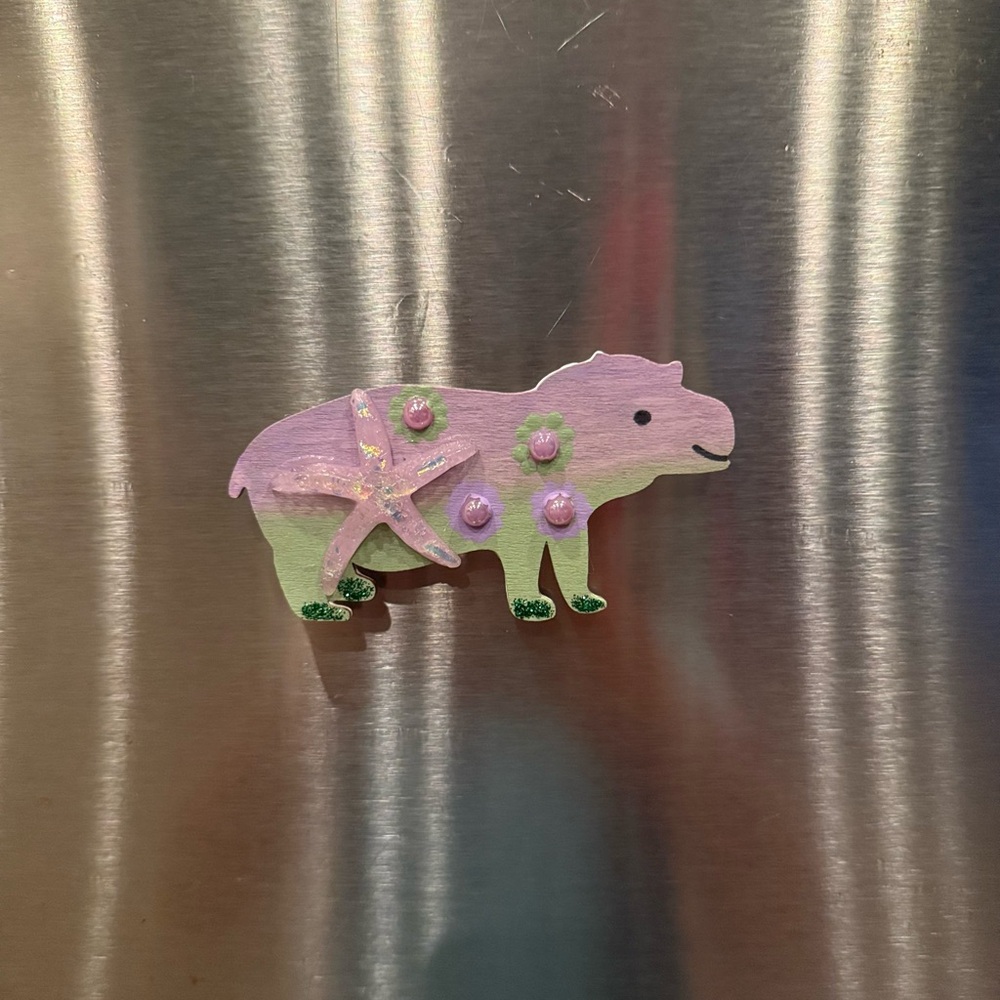 Handcrafted Hippo Magnet in Pastel Colors